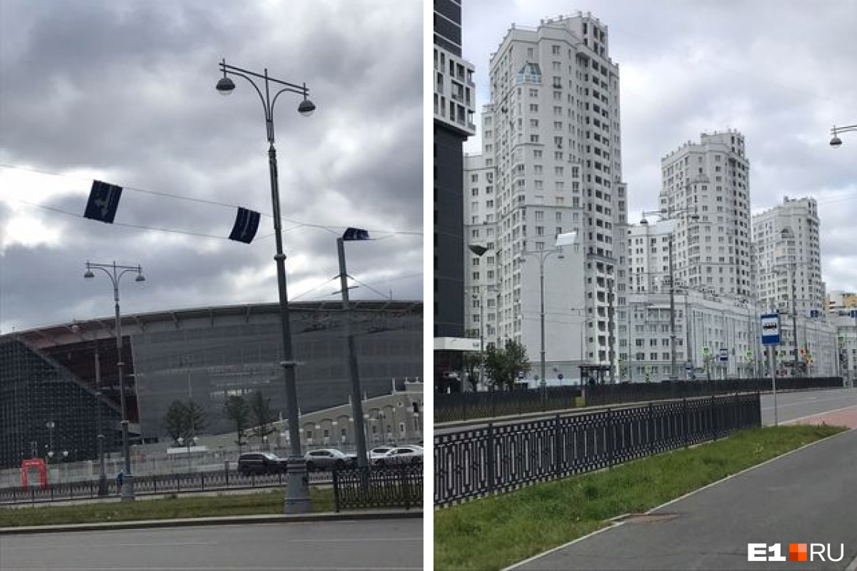 Сильный ветер переворачивает знаки в центре Екатеринбурга