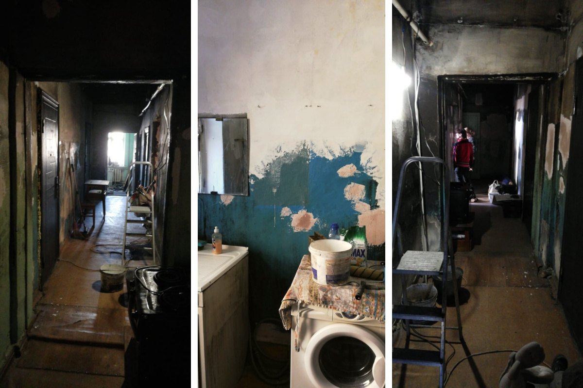Коридор и общая кухня в коммуналке в Сысерти, где за сестрами закрепили комнату