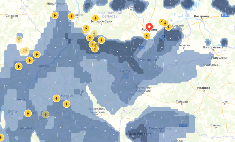 Погода ярославль карта дождя