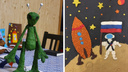 Зеленый инопланетянин и космонавты из пластилина: самые необычные поделки новосибирских детей — <nobr class="_">16 снимков</nobr>