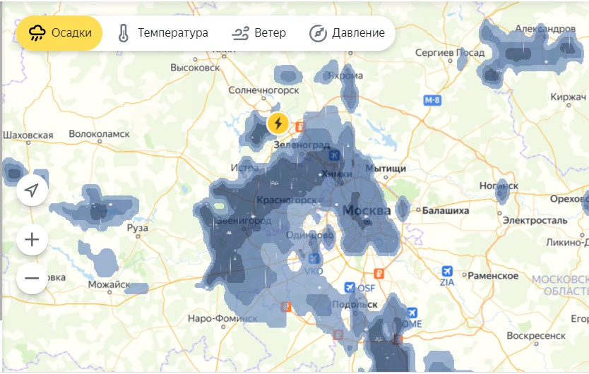 Скриншот с сервиса «Яндекса» yandex.ru/pogoda