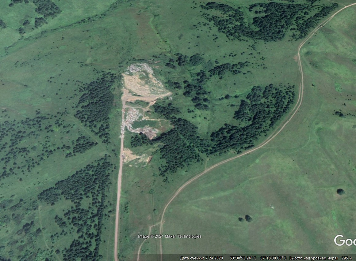 Фото полигона со спутников Google Earth Pro <nobr>в 2020 году</nobr>