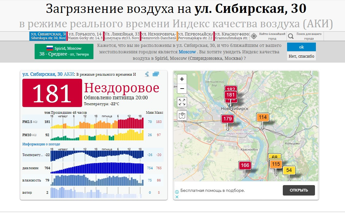 Карта качества воздуха