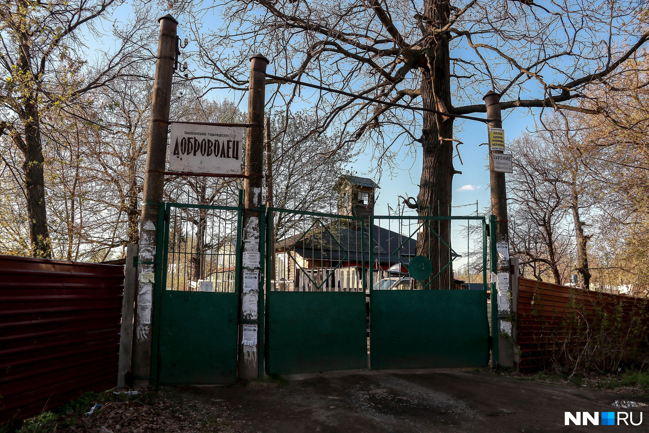 Вход в СНТ «Доброволец», где без своих садов на всю весну остались сотни нижегородцев