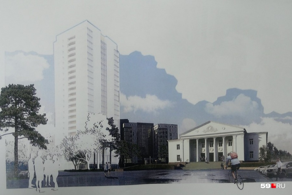 Эскиз проекта гостиницы — фотография сделана в феврале 2020 года