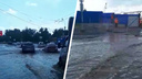 После дождя в Новосибирске затопило дорогу на площади <nobr class="_">Будагова —</nobr> видео, как плывут машины