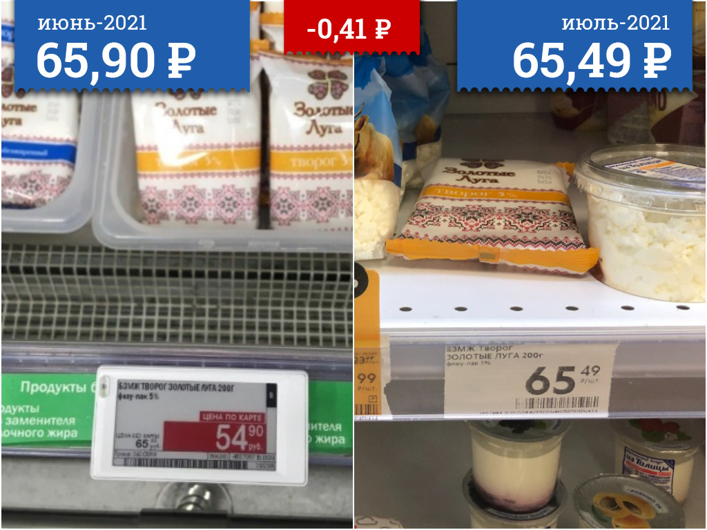 Цена творога сегодня составляет 65,49 рубля Цена творога сегодня составляет 65,49 рубля