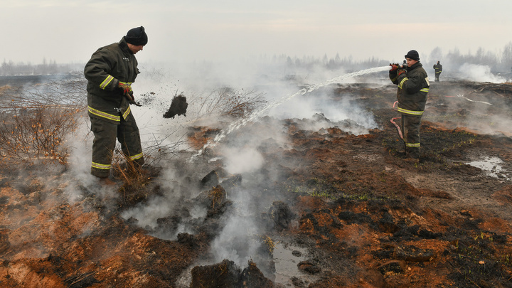 Дым стоит, торф горит: как тушат природный пожар под Екатеринбургом