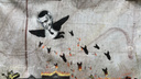 Граффити с Голубевым-бомбардировщиком появились на сгоревшем доме Сариевых