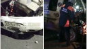 Микроавтобус влетел в фуру на Бердском шоссе — пассажирку зажало в машине