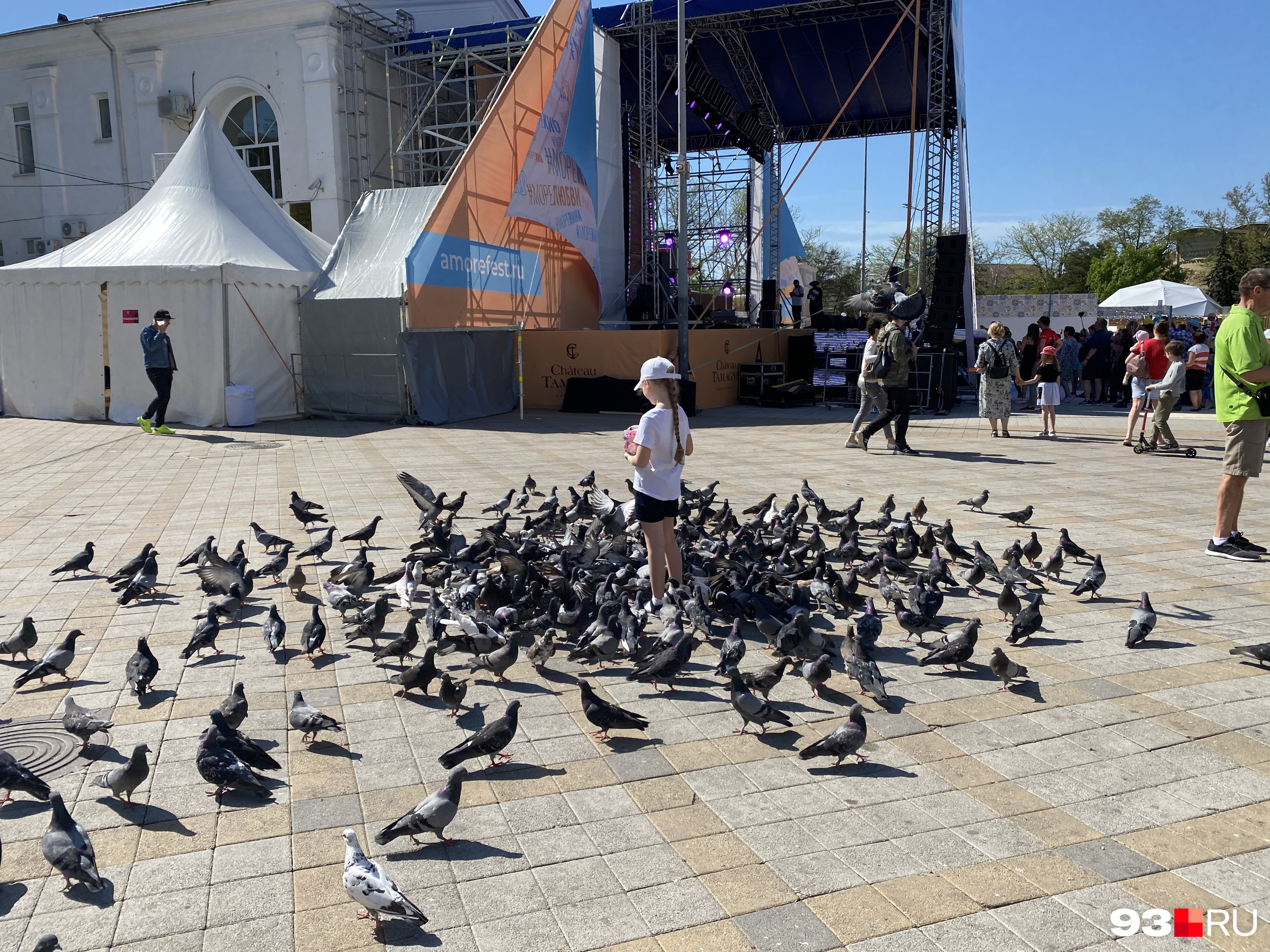 На набережной Анапы можно покормить голубей