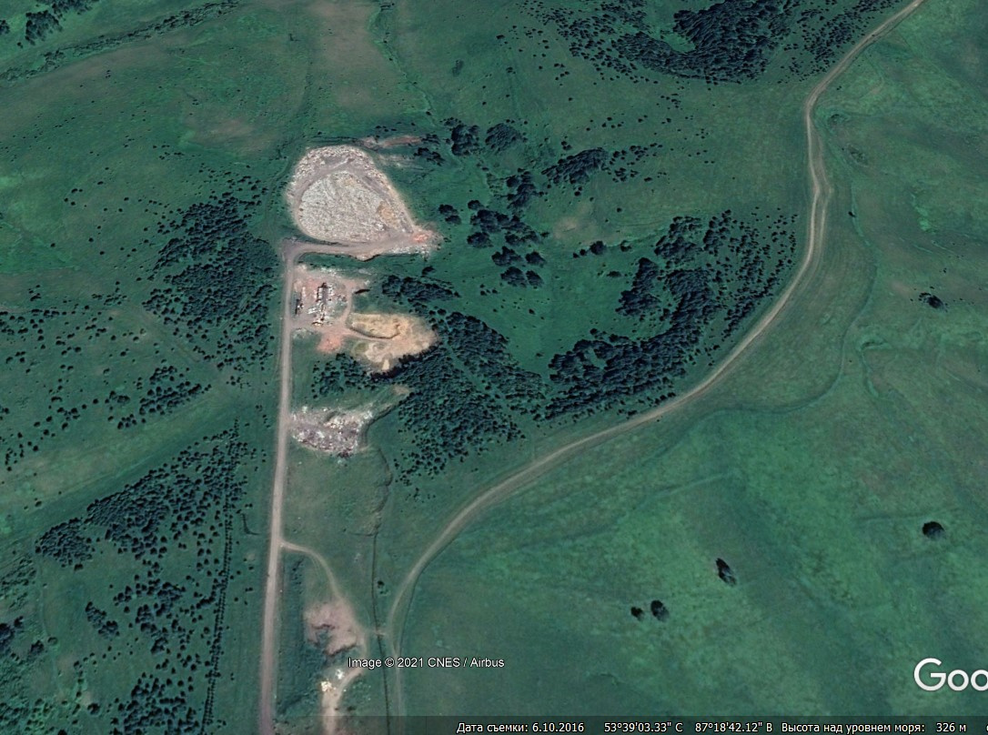 Фото полигона со спутников Google Earth Pro <nobr>в 2016 году</nobr>
