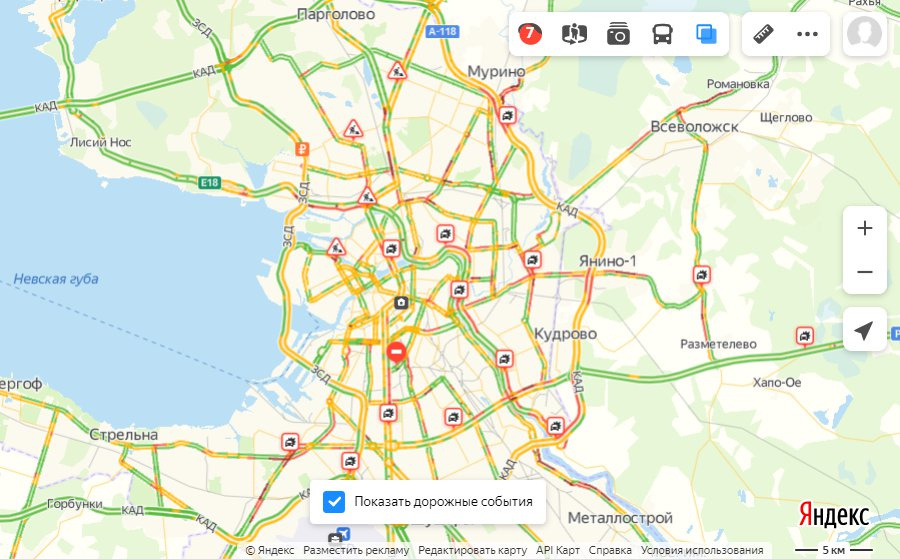 Пробки на дорогах спб в реальном времени карта онлайн