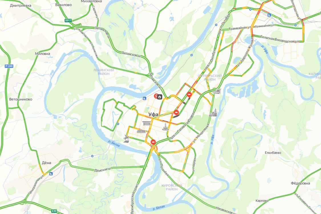 Карта уфы пробки онлайн