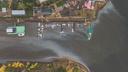 На берегу Камы в Краснокамске обнаружили разлив нефти. Фото с высоты
