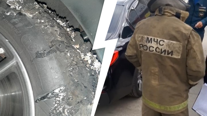 В Екатеринбурге водитель врезался в BMW. Когда его доставили в участок, он поджег машину и сбежал