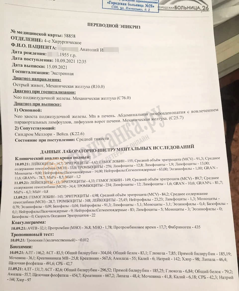 В реанимации Мариинской больницы «похоронили» пациента. Он «ожил» на  отделении - 23 сентября 2021 - ФОНТАНКА.ру