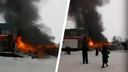 На Шлюзовой загорелось здание рядом с магазином разливного пива и <nobr class="_">супермаркетом —</nobr> пожар попал на видео