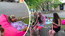 В полиции объяснили, почему разогнали вечеринку на розовых лежаках напротив здания челябинского МВД