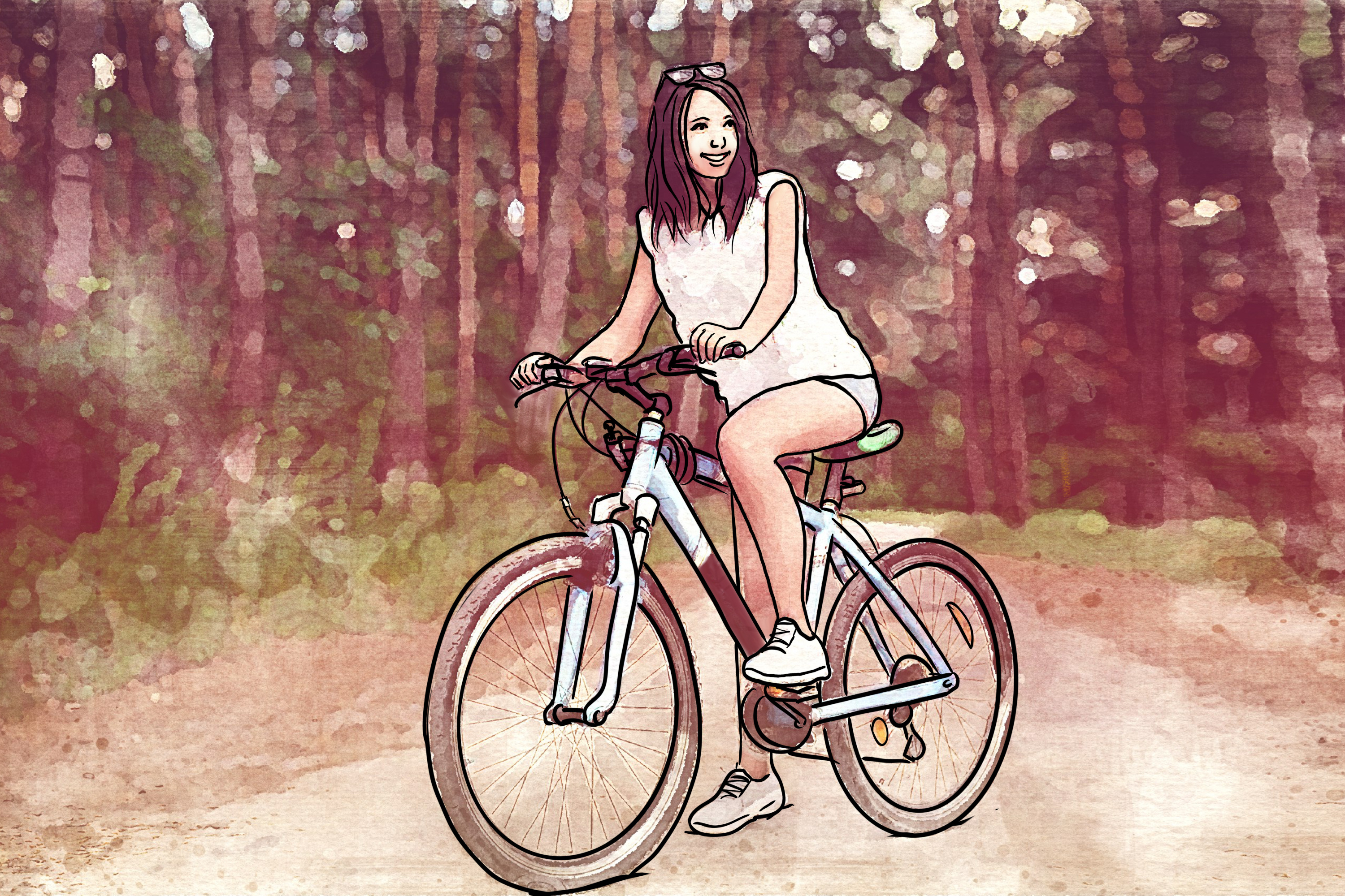 Женщина на велосипеде , получает ли она удовольствие?