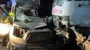 Появилось видео аварии, в которой пострадали семь человек на Гусинобродском тракте