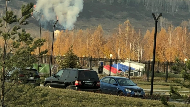 Крупный пожар начался вблизи трассы в Кемерове