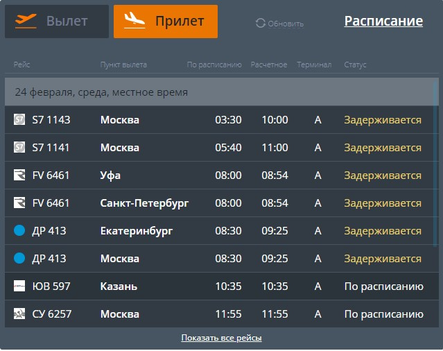 Шесть самолетов не смогли вовремя прибыть в Челябинск