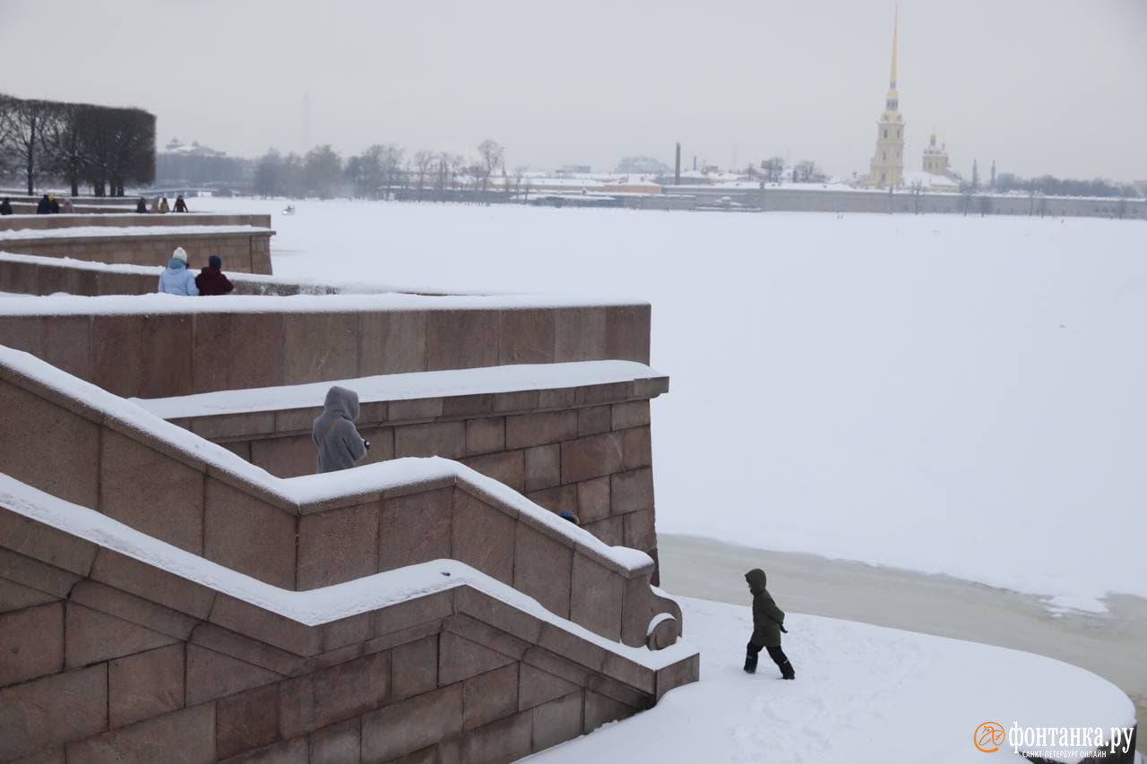 За ночь в городе выпало почти 40% месячной нормы снега, коммунальщики  откапывают город 21 февраля 2021 года - 21 февраля 2021 - ФОНТАНКА.ру