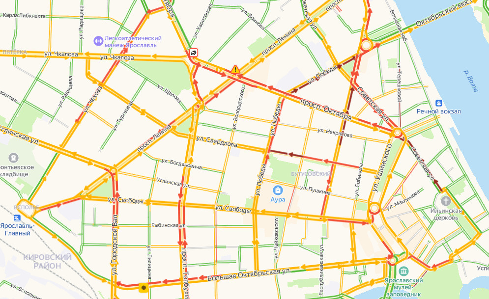Карта пробки ярославль сейчас онлайн