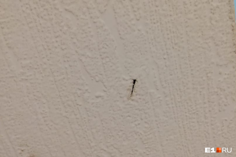 На стене осталась отметина от кухонного ножа