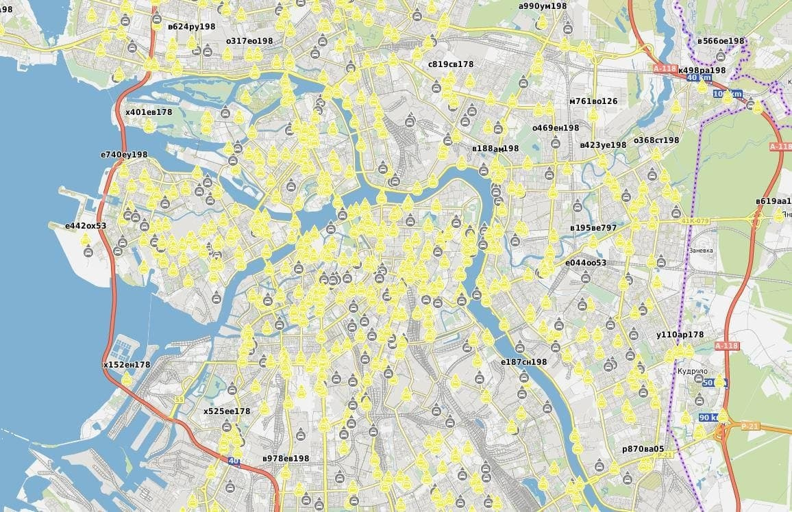 Местоположение транспорта в режиме реального. Камеры безопасный город Санкт-Петербург на карте.