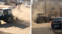 Коммунальщики устроили пылевую бурю во время уборки ярославских дорог. Видео