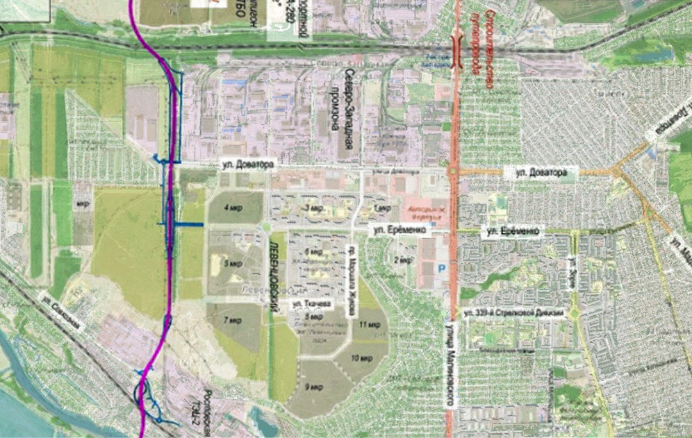 Западный обход ростова на дону схема на карте города с улицами и домами