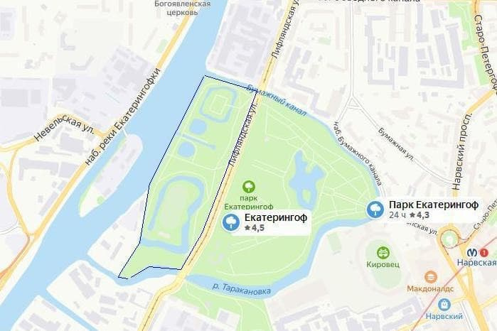 Карта парка екатерингоф