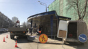 У Комсомольской площади в Перми с помощью полиции демонтируют торговый павильон