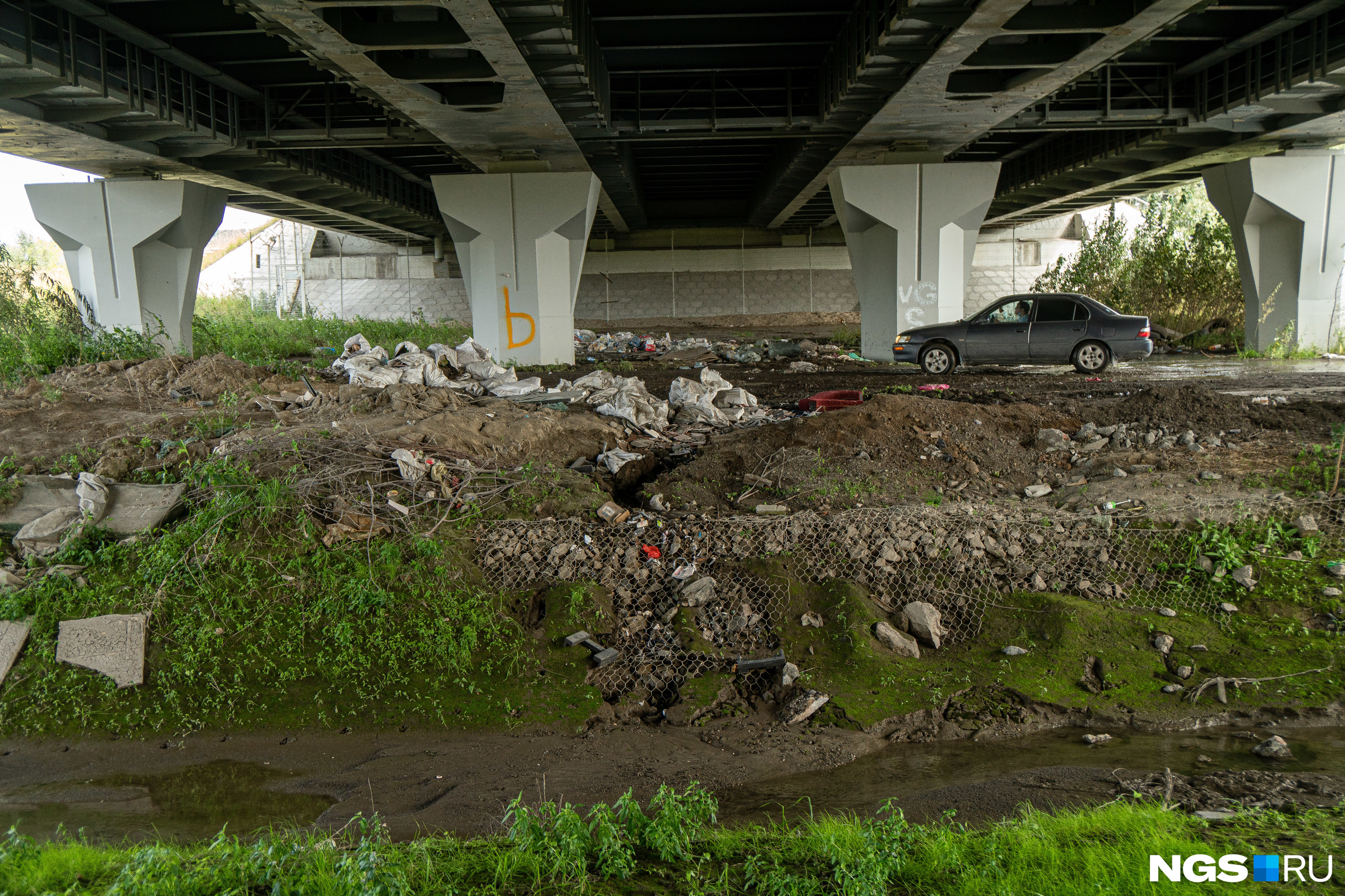 Под мостом на берегах уже не узнаваемой Камышенки кучи мусора — как, впрочем, под любым мостом на берегах любой городской речки