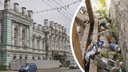 Розаны среди пивных бутылок: в Ярославле разрушающийся дом с атлантами выставят на торги