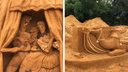 Вандалы сломали гигантские песочные скульптуры под открытым небом в Челябинске