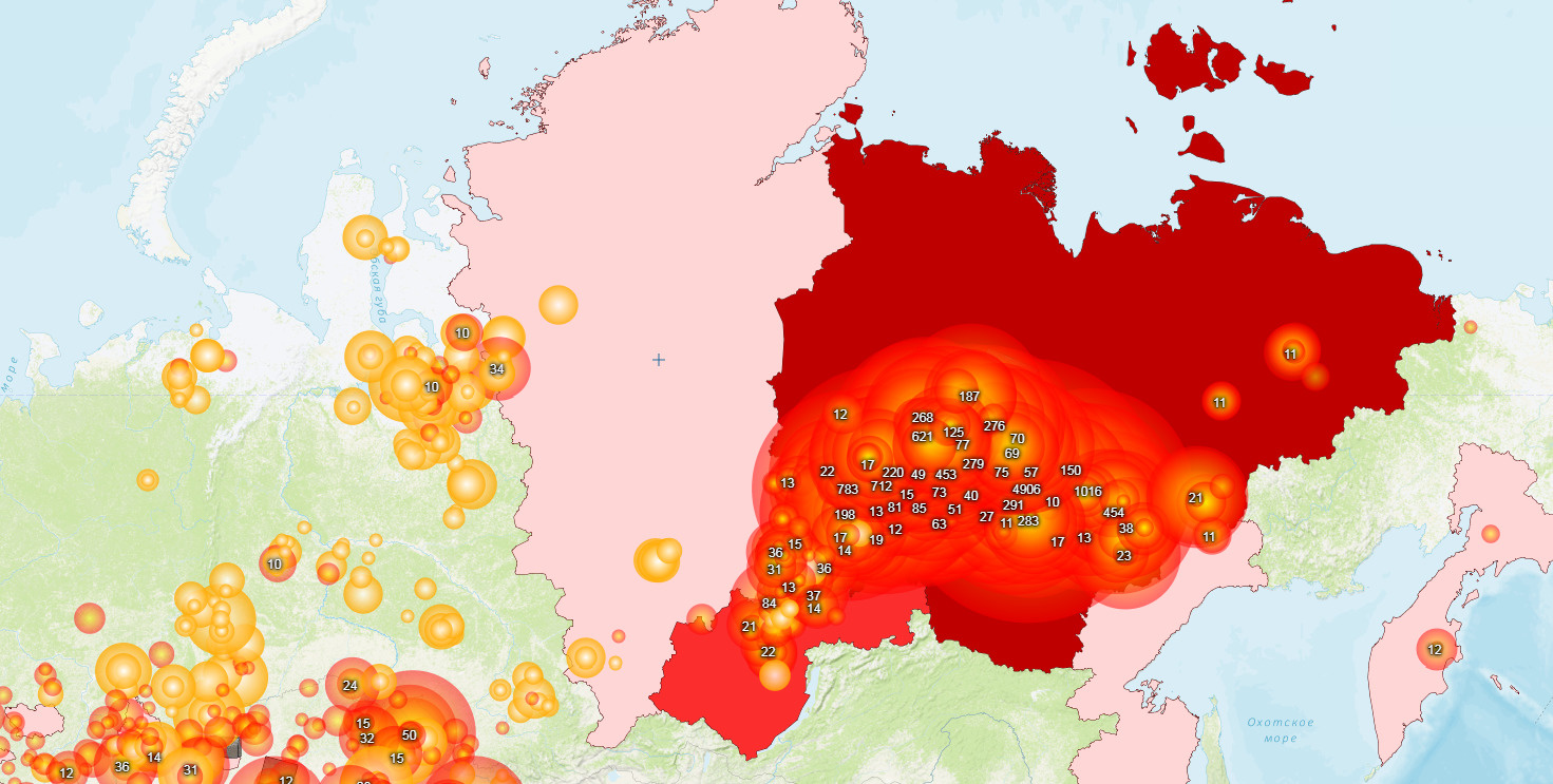 Карта пожаров в россии