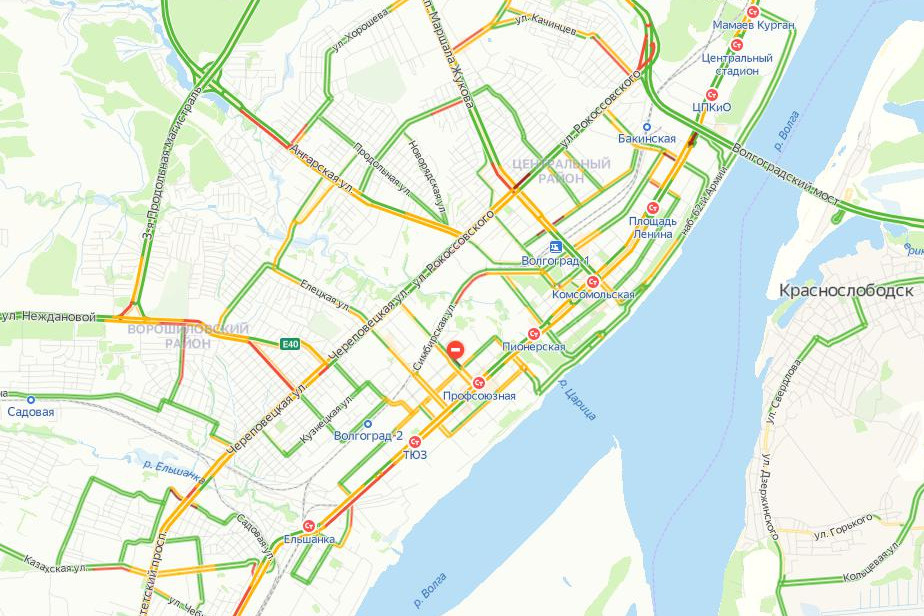 Волгоград пробки на дорогах сейчас карта