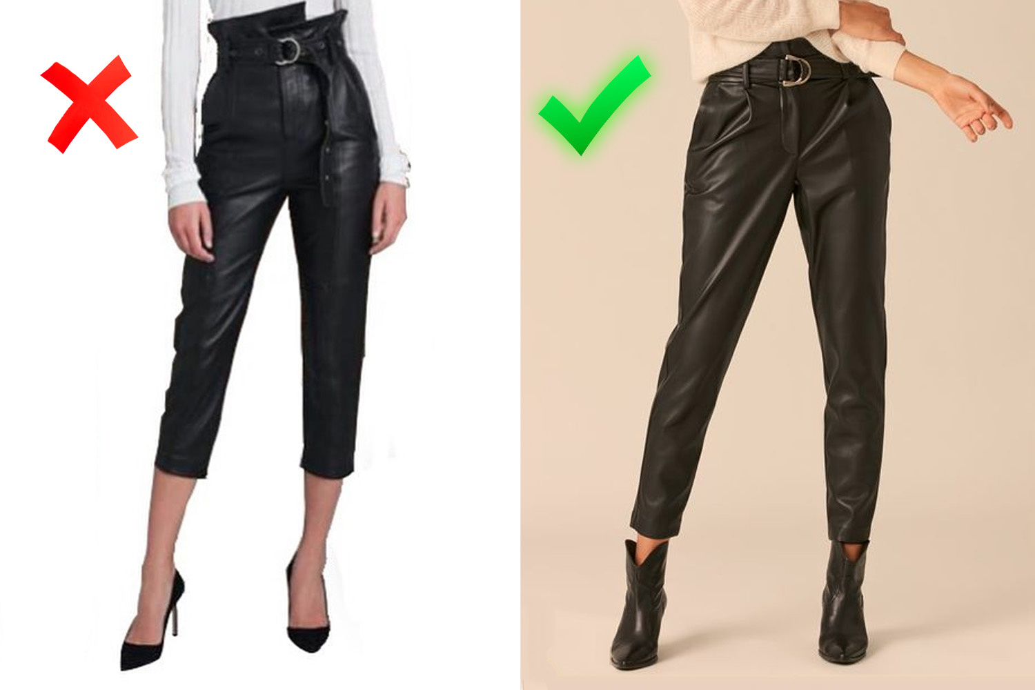 Что надеть с кожаными брюками: несколько готовых модных решений