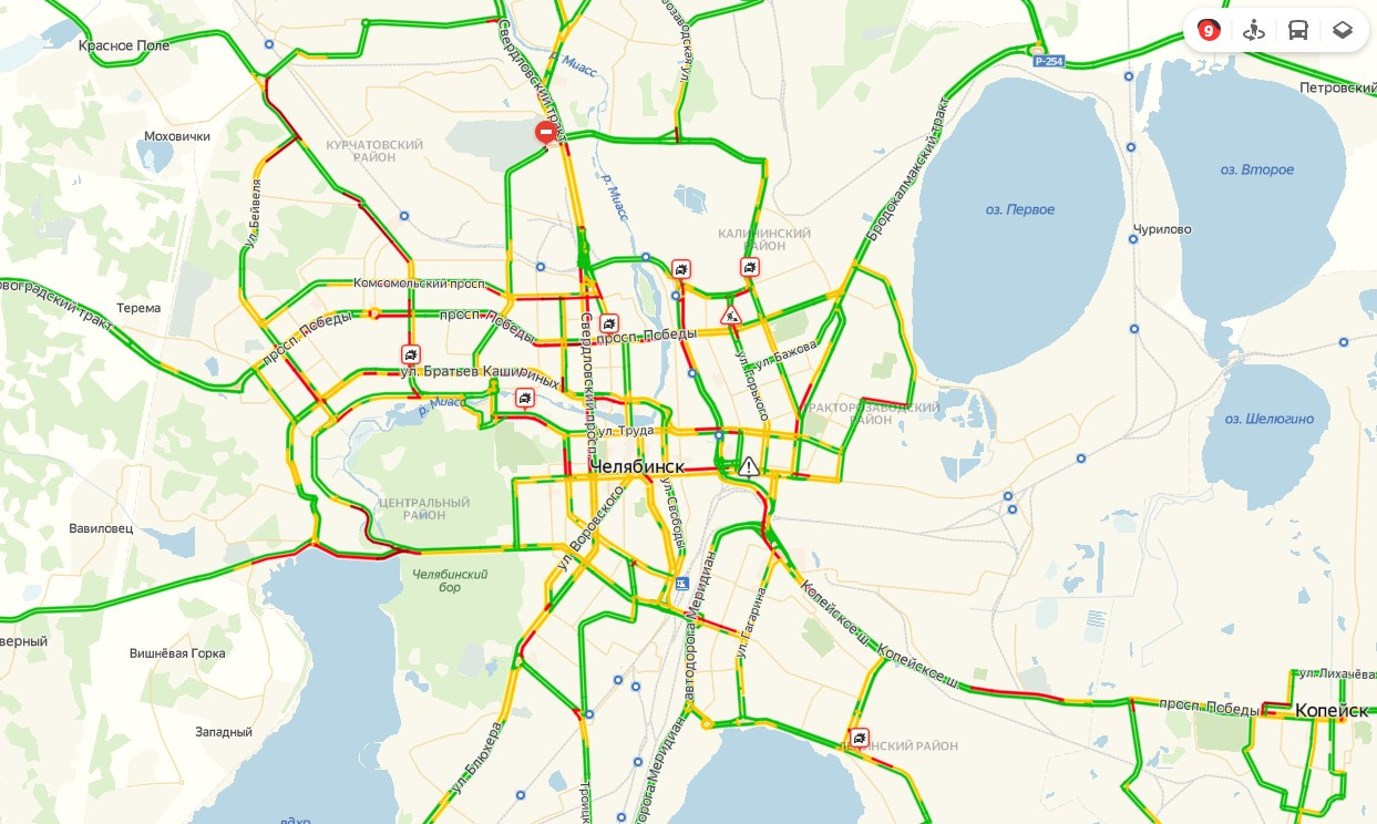 Челябинск карта пробки