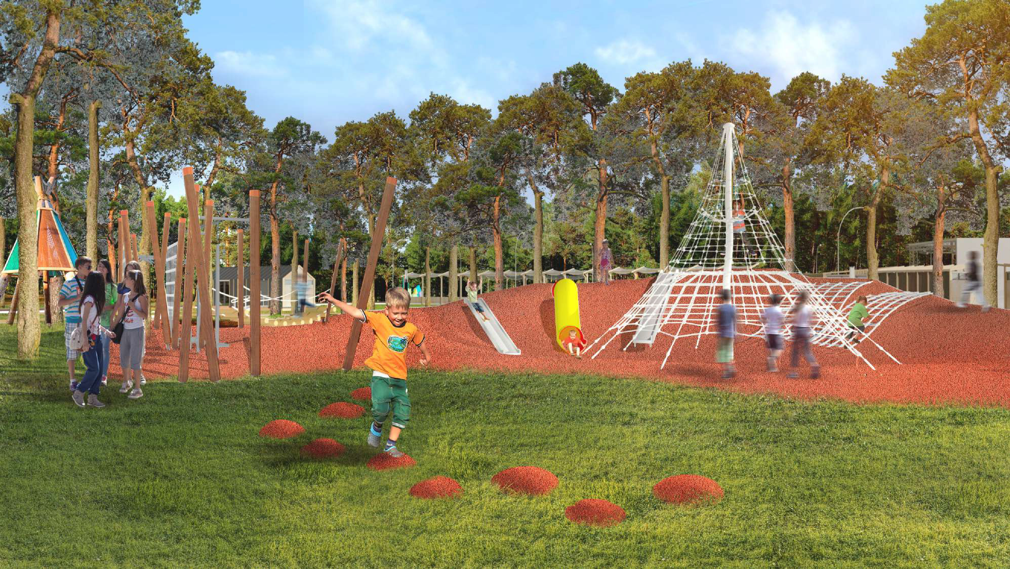 Неподалёку от «сухого озера» разместится детская площадка с различными рельефами 