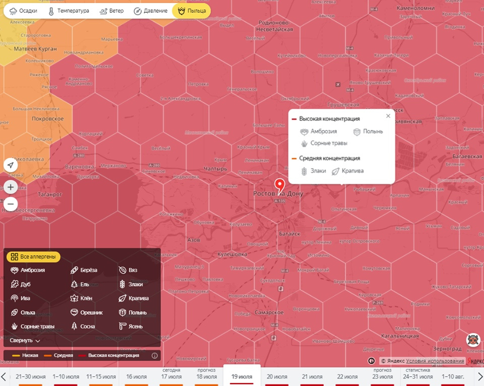 Погода карта пыльцы