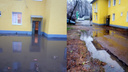 Лужа уже на лестнице: в Ярославле после дождя двор затопило вместе с подъездом