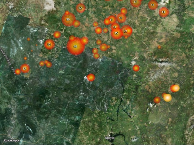 Независимый сервис мониторинга лесных пожаров с помощью спутников <a href="http://fires.ru/" class="_ io-leave-page" target="_blank">fires.ru</a> фиксирует по-настоящему жуткие кадры. Полыхает огромные площади на севере региона