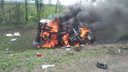 Жуткое ДТП на трассе Нефтегорск — Самара: «Газель» сгорела после столкновения с двумя машинами