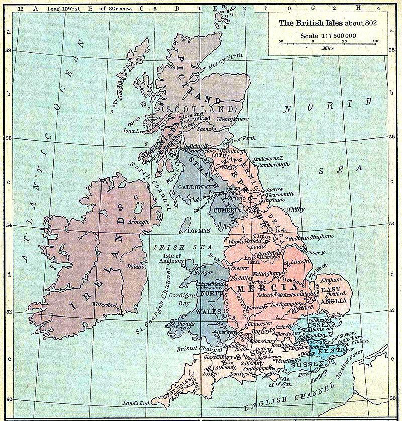 Так выглядели британские «Семь королевств». Кстати, Вестерос на карте в книгах Мартина очень похож на остров Великобритания, увиденный в зеркале. Скажем, Корнуолл на юго-западе Британии — вылитый Дорн на юге Вестероса
