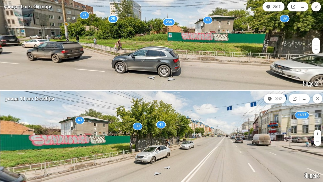 На «Яндекс.Панораме» видно, как машинам приходилось объезжать этот участок