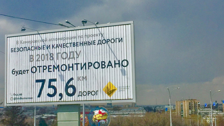 В Кемерово появились билборды о ходе дорожного ремонта в городе (фото)